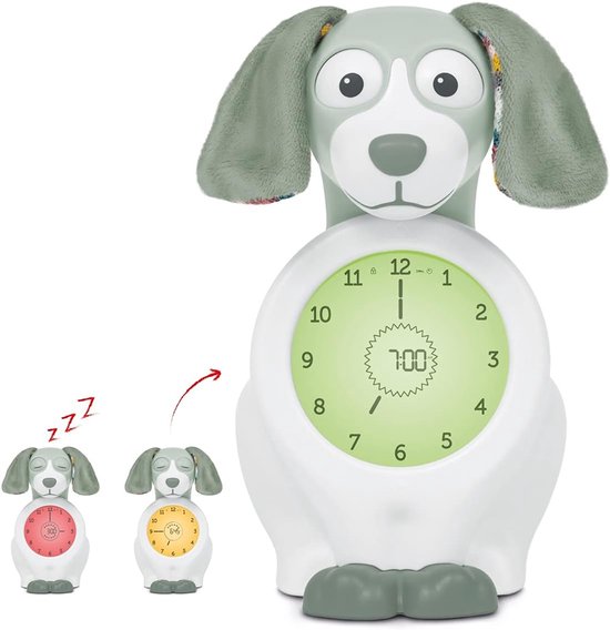 ZAZU Kids Davy Hond - pedagogische wekker en slaaptrainer voor kinderen, led-kinderwekker, intelligent slapen en wakker worden, meisjes en jongens (groen)