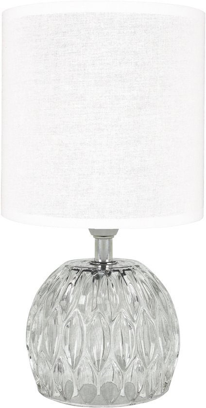 ZEFIR - Tafellamp - Nachtlamp - Textiel - Glas- Wit - E14 Fitting van Merkloos