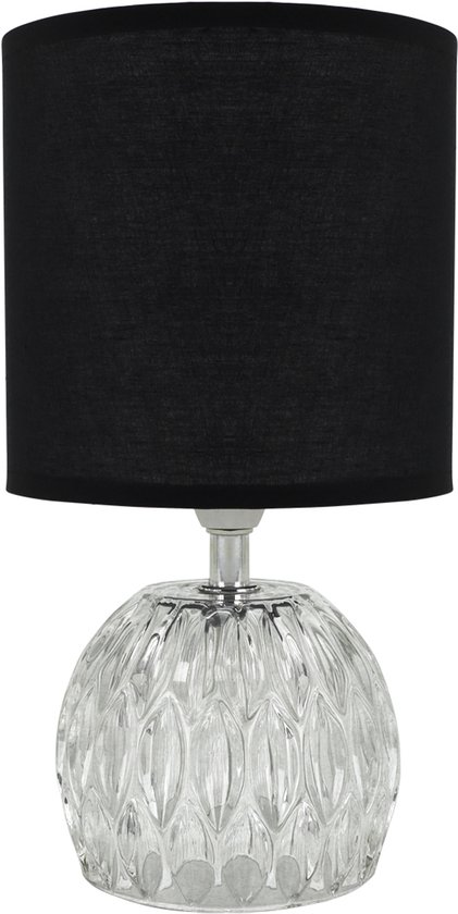 ZEFIR - Tafellamp - Nachtlamp - Textiel - Glas - Zwart - E14 Fitting van Philips