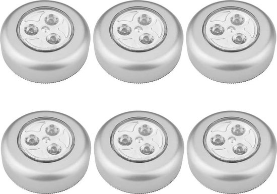 Zelfklevende, op batterijen werkende LED-lamp, zelfklevend LED-nachtlampje, wordt geleverd met 3 oplaadbare batterijen, geschikt voor kledingkasten/kastjes/planken/entrees/keukens/gangen, enz. van Merkloos
