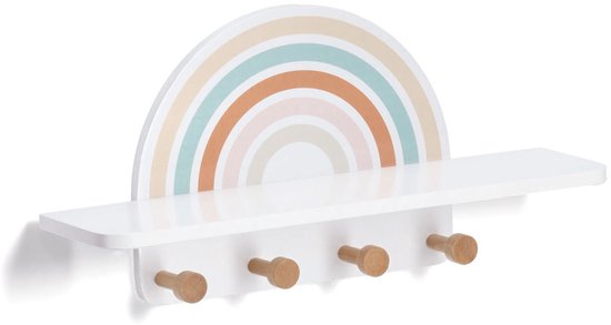 Zeller kinder wandkapstok regenboog present - Wit - Wandmontage van Zeller