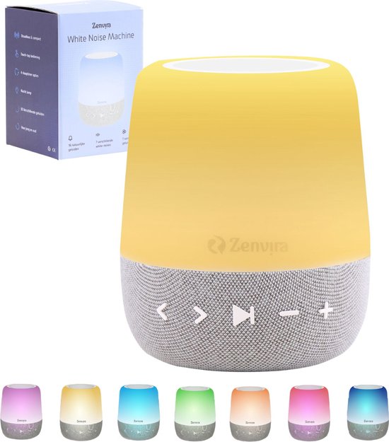 Zenvira White noise machine - Witte ruis machine voor baby en volwassen - Witte ruis apparaat - Slaaphulp - 30 geluiden - 7 kleuren