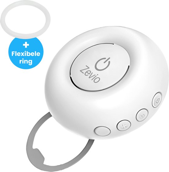 Zevio Go White Noise Machine Baby - Witte Ruis Apparaat - Met Huilsensor - Inclusief Flexibele Ring - Wit
