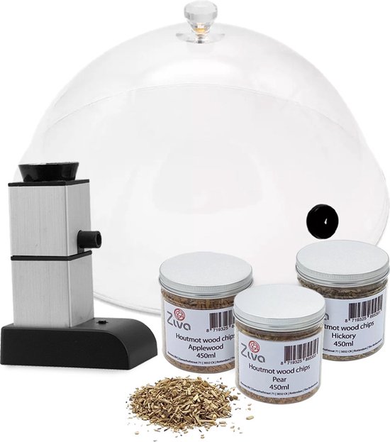 Ziva - Rookbundel - Koudroker + Koepel (Φ36.5x15cm) + Houtmot (3 smaken van elk 450ml) van Ziva