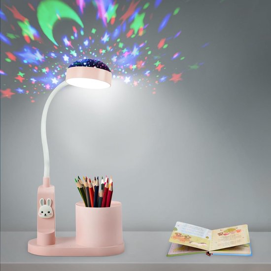 ZMR® Bureaulamp Kinderkamer - Bureaulamp Roze - Tafellamp Kinderkamer - Roze - 12cm x 12cm x 15cm
