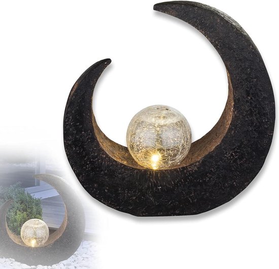 Zonnelamp voor buiten decoratie - maan zonnelamp tuindecoratie - tuinlampen solar led halve maan - tuinlamp hoogte 30 cm - buitenlamp bronskleuren van Merkloos