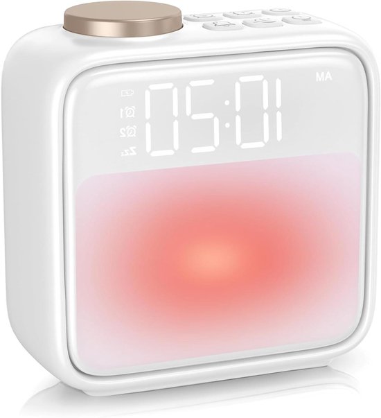 Zonsopgang wekker - Digitale klok - Rustig wakker worden - Simuleert zonsopgang - 12.45 x 11.94 cm - Wit