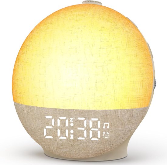 Zonsopgang Wekker - Nachtlamp Wekker - Rustig Wakker Worden - 30 Natuurlijke Geluiden - 15.5 x 6.5 cm
