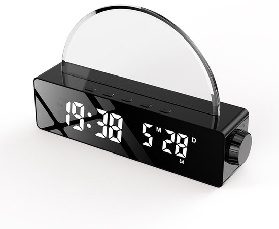 Zonsopkomst Weklamp-LED Slaap-Sfeerlamp-Zwart/Wit -met Klok-Kalender 1 stuk Zwart
