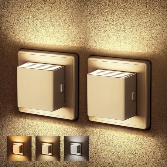 ZRNS® Nachtlampje Stopcontact - Stopcontactlampje - Bedlamp Slaapkamer - Met Schermeringssensor - 3 Kleurtemperaturen - 2 Stuks