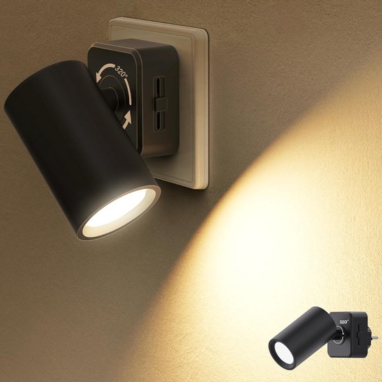 ZRNS® Stopcontact Lampje - Stekkerlamp Instelbare Helderheid - Stekker Lamp - Met Schemeringssensor - Zwart