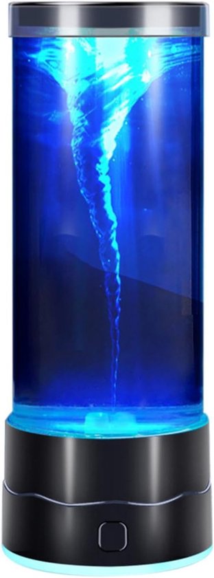 ZVD Tornadolamp – Met tornado-effect – Creatieve, decoratieve sfeerverlichting – Geruisloos LED-nachtlampje voor op het bureau met kleurwisseling (7 kleuren) – Eenvoudig in gebruik – Geschikt voor interieur, Kerstmis, slaapkamers en kantoren – Zwart
