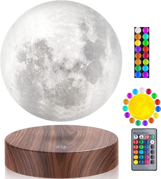 Zwevende Maanlamp 3D Rotatie LED Verlichting Cadeau van Merkloos