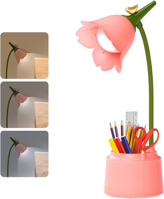 Zylo® Bureaulamp Kinderkamer - Tafellamp Kinderkamer - Voor Jongens en Meisjes - Roze - 15cm x 13cm x 39cm